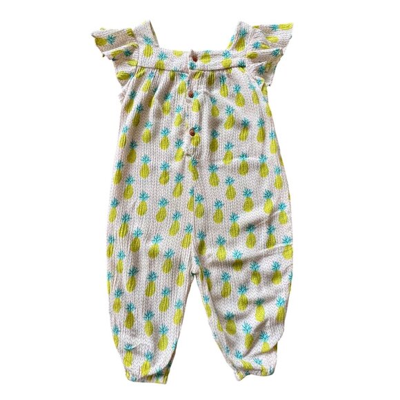ZARA Pineapple Jumpsuit Romper Girls 12-18 Mo Lightweight Playsuit Toddler Girl - Picture 2 of 8